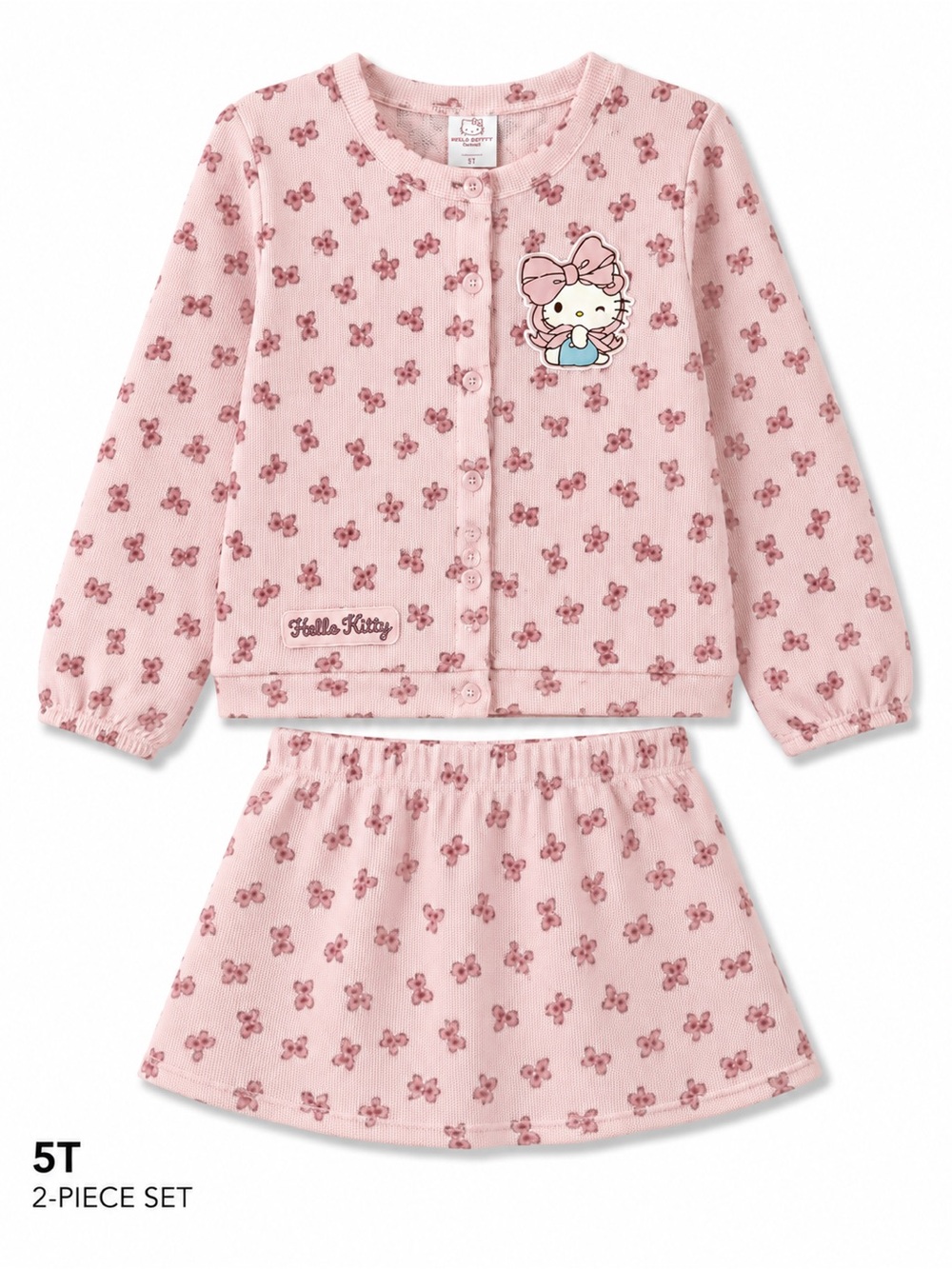 HK Sanrio Girls' Pink Floral 2-Piece Pajama Set